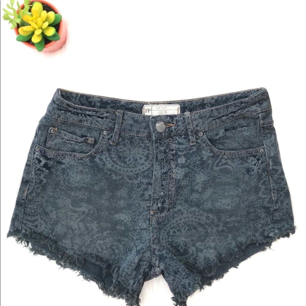 Free People Paisley Cutoff Shorts